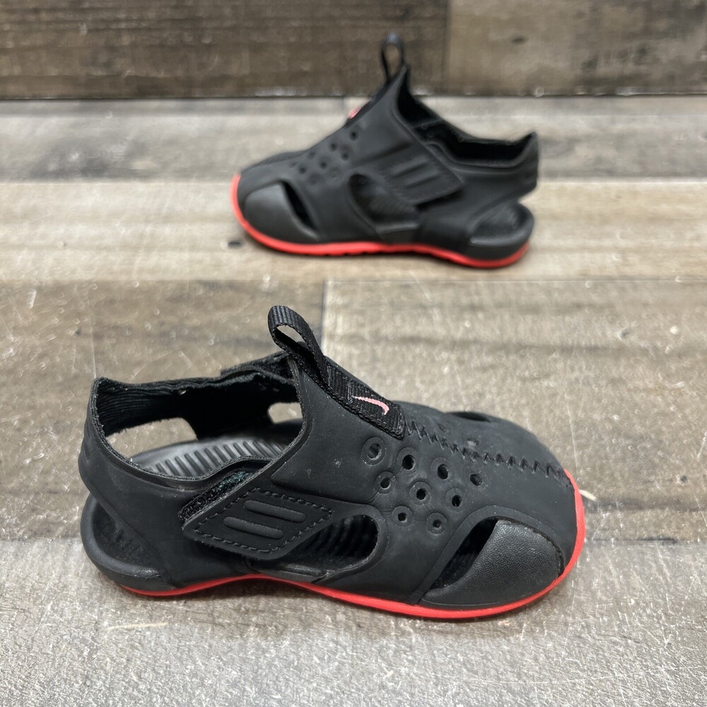 Nike Sunray Girls Baby Strap Sandals Black/pink Size 5 C - Picture 4 of 5
